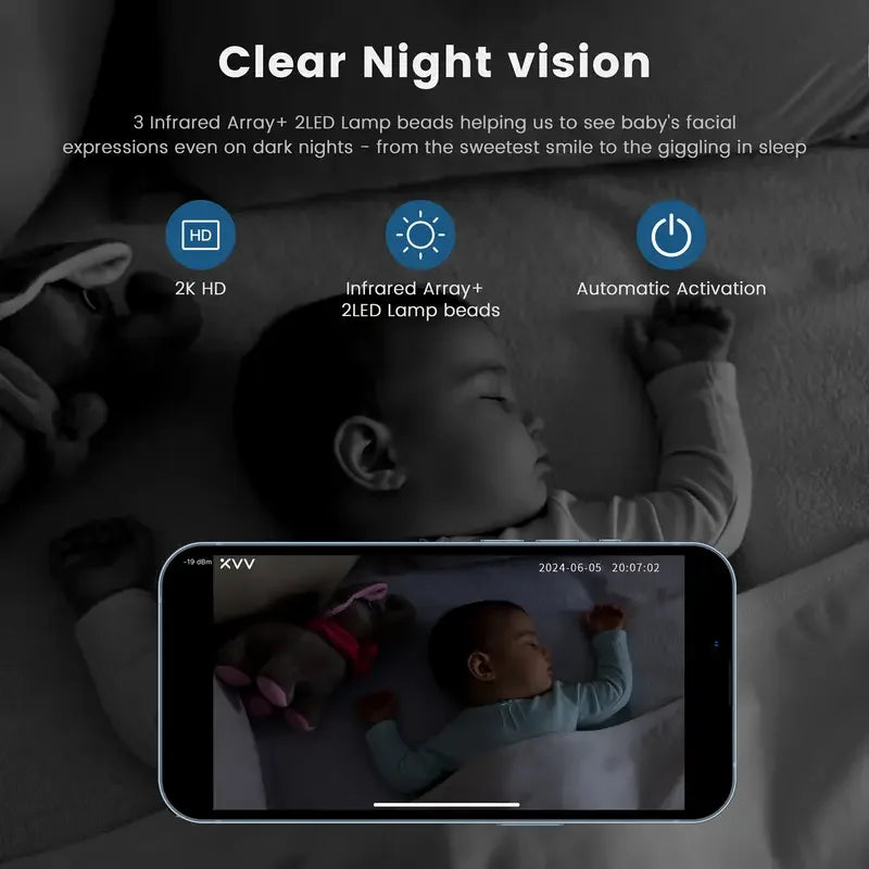 4MP 2K Wifi Indoor High-Definition Crying Detection Baby Monitor Full-Color Night Vision 360 Degree Rotating Network Camera