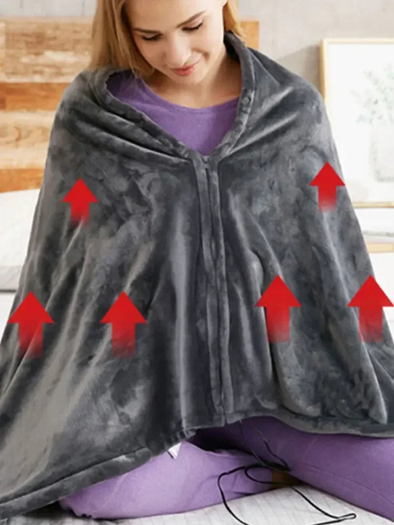 New USB Electric Heated Blanket 3 Heating Levels Fleece Heated Blanket Wearable Heating Lap Blanket for Household and Office