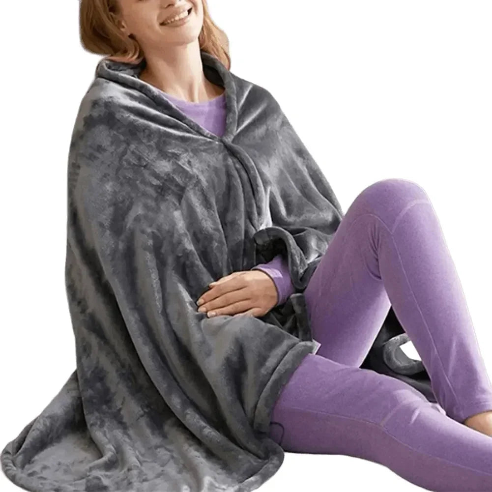 New USB Electric Heated Blanket 3 Heating Levels Fleece Heated Blanket Wearable Heating Lap Blanket for Household and Office