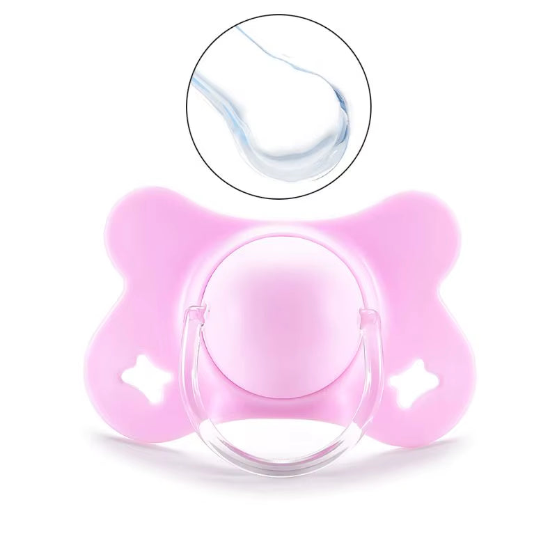 Baby Silicone Pacifier Flat Teat Newborn for Butterfly Infant Baby Nipples Flat round for Head Soother X90C